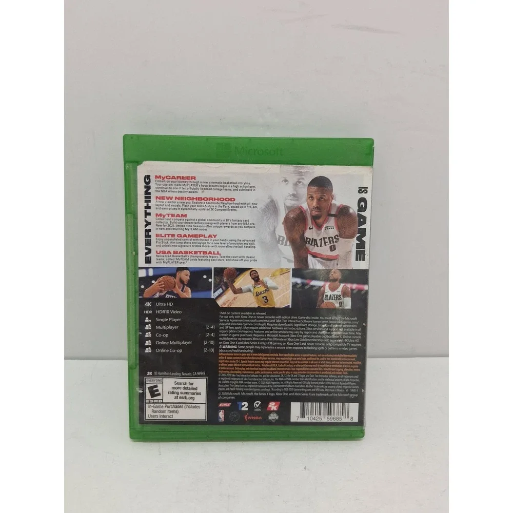 NBA 2K21 Xbox One Microsoft 2K Sports Basketball Video Game Disc Case